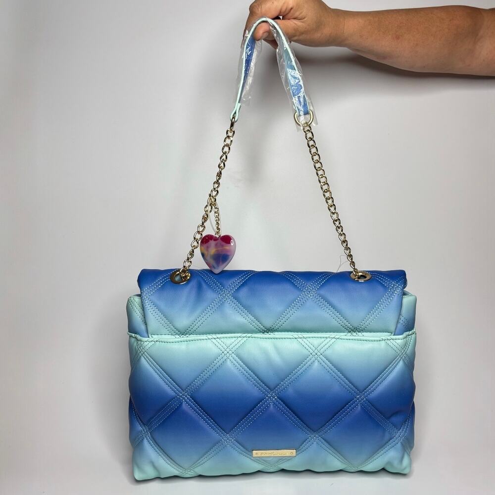 Betsey Johnson Ciara Quilted Shoulder Bag in Blue Multi Ombré - Picture 3 of 7